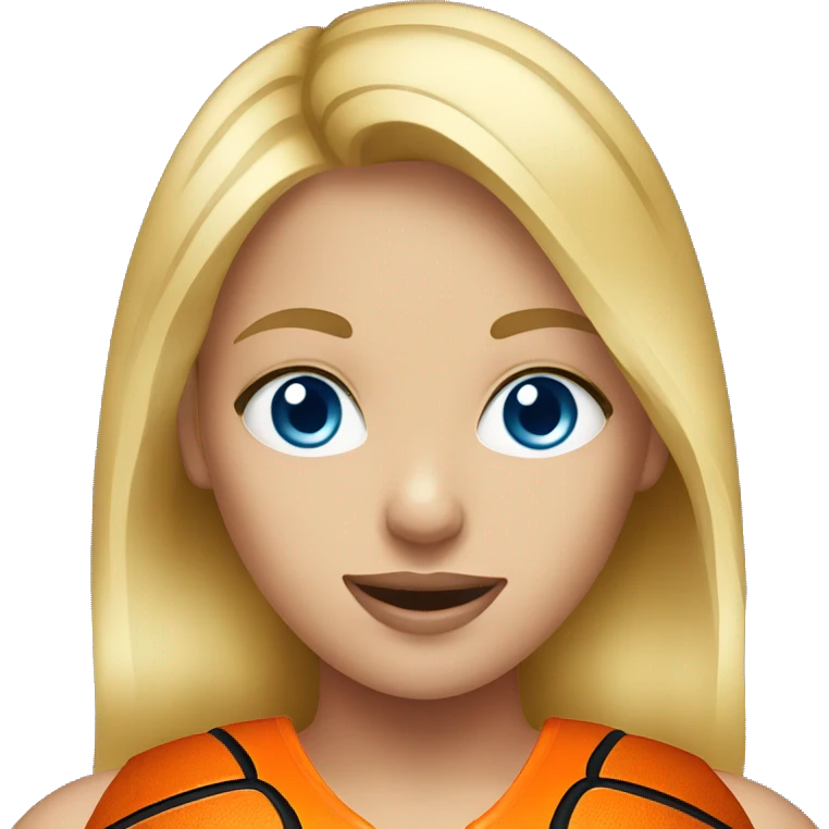 blonde girl blue eyes playing basketball emoji