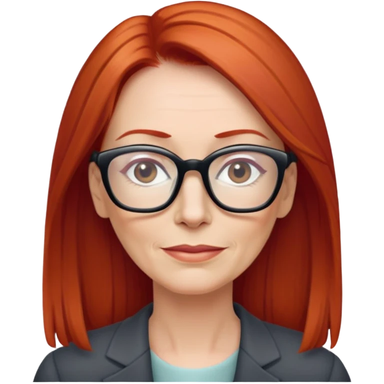 middle age Red head long straight hair pale skin wearing glasses emoji