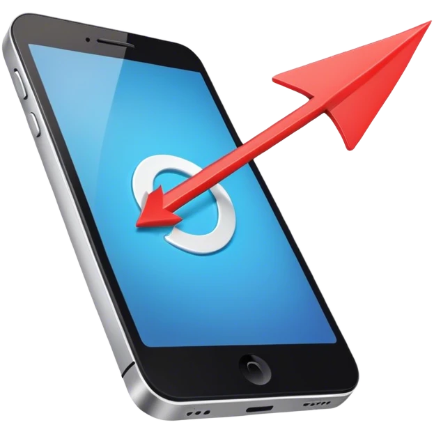 mobile phone and arrow coming out emoji