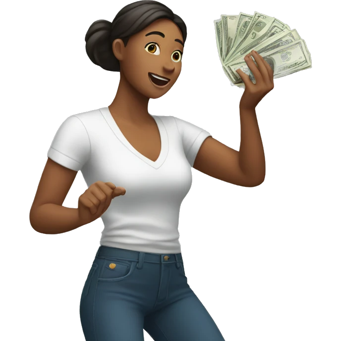 A woman throwing money emoji