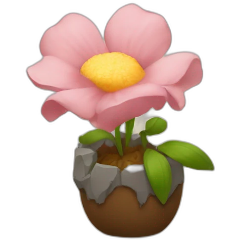 A flower being crushed by a dwarf emoji