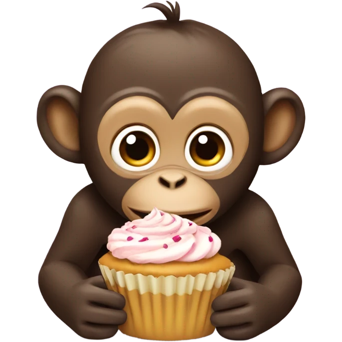 Monkey eating a cupcake emoji