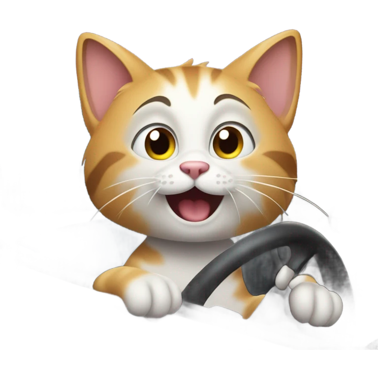 cat driving a convertable ar emoji