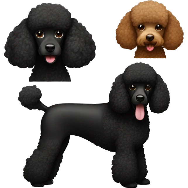 Brown poodle with black poodle emoji