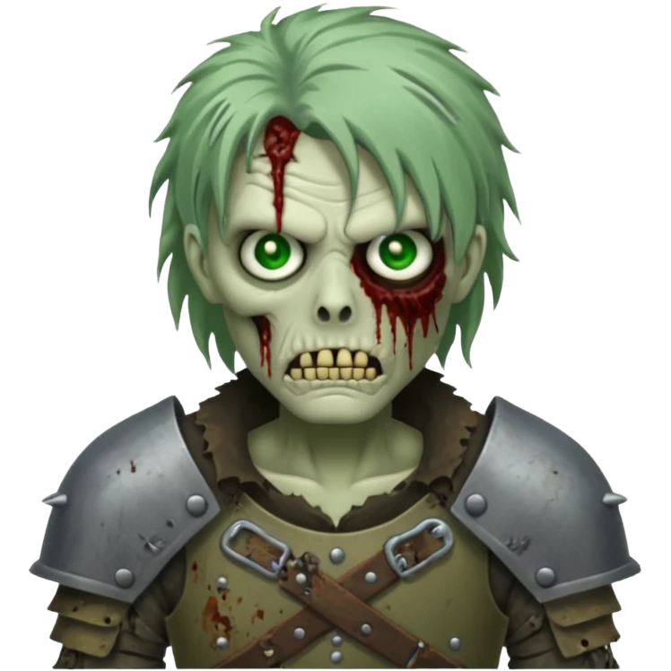 armoured zombie with hair emoji