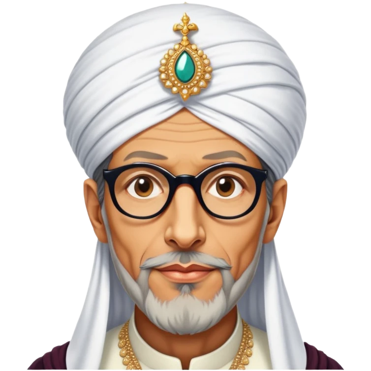 Jeff Goldblum no glasses as a regal portrait dressed as suleiman-the-magnificent,-depicted-as-a-regal-ottoman-sultan-adorned-with-a-large,-white,-round,-tall-turban-and-a-majestic-grey-beard,-his-commanding-gaze-bathed-in-warm,-historic-lighting-that-exudes-timel emoji