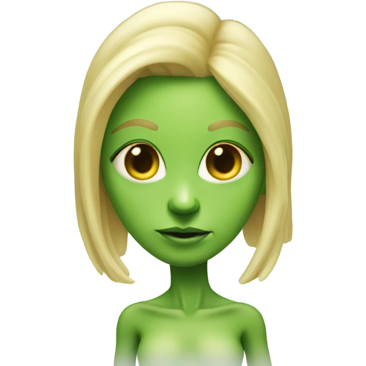 a green alien woman full body,blonde emoji