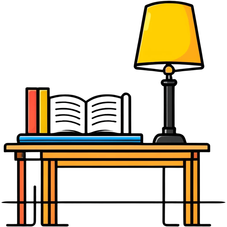 study desk with lamp and books emoji