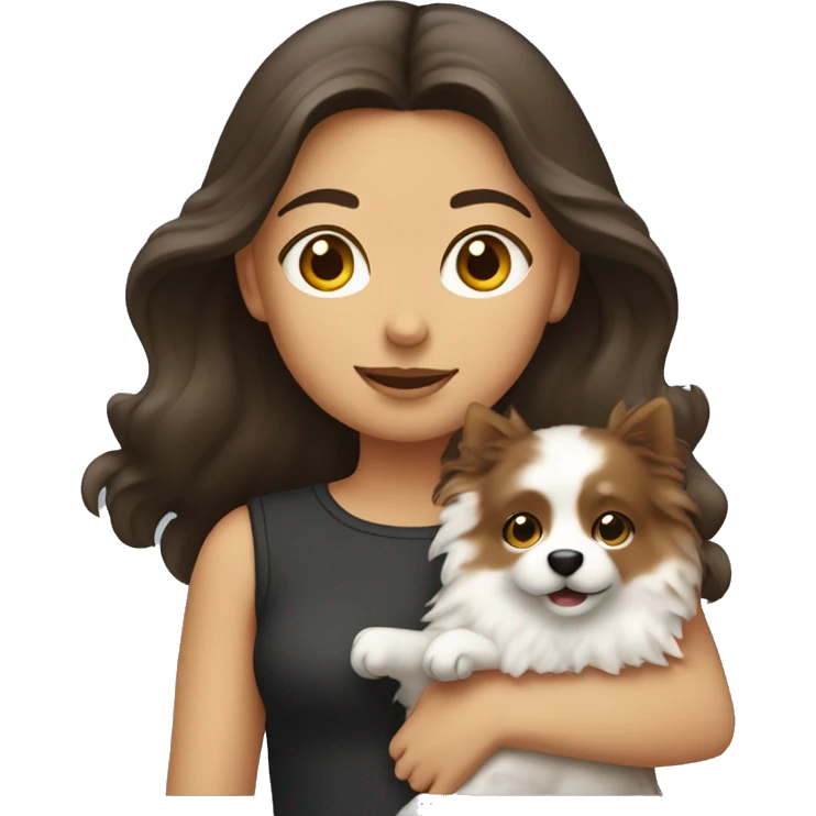 Brunette girl holding spitz emoji