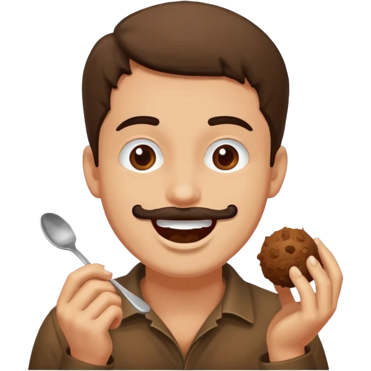 man happily eating brown mud balls emoji