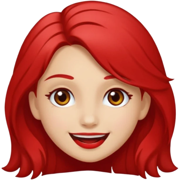 un sticker gracioso de una chica con un pintalabios en la mano de 18 años, de piel blanca con el pelo liso, largo y pelirrojo, ojos marrones emoji