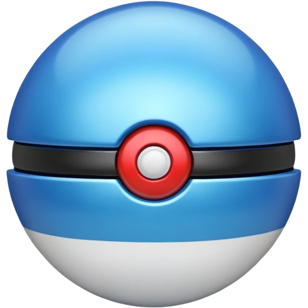 blue pokeball emoji, top half is a more saturated blue, bottom half is white, black stripe, with a metallic sheen emoji