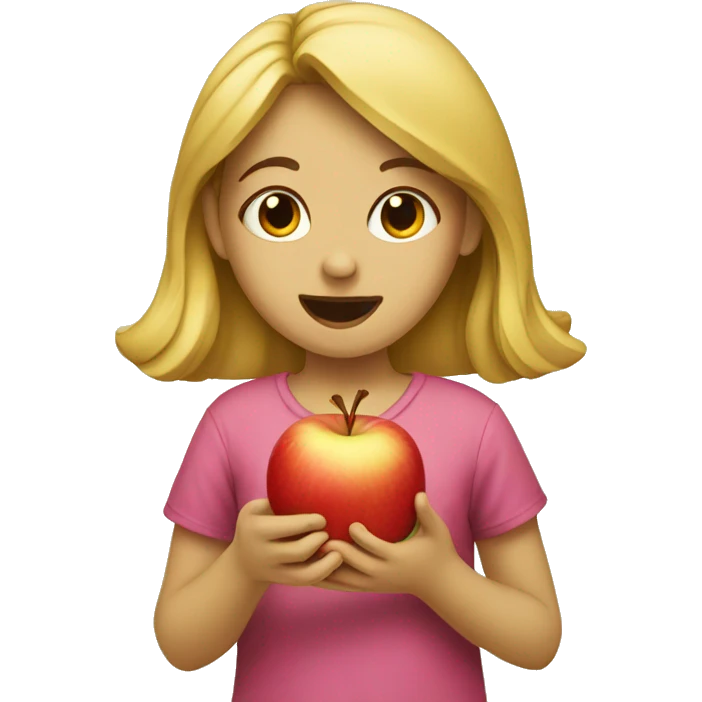 girl eating an apple emoji