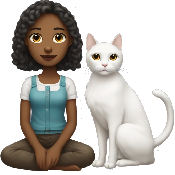A fair girl with a white cat emoji