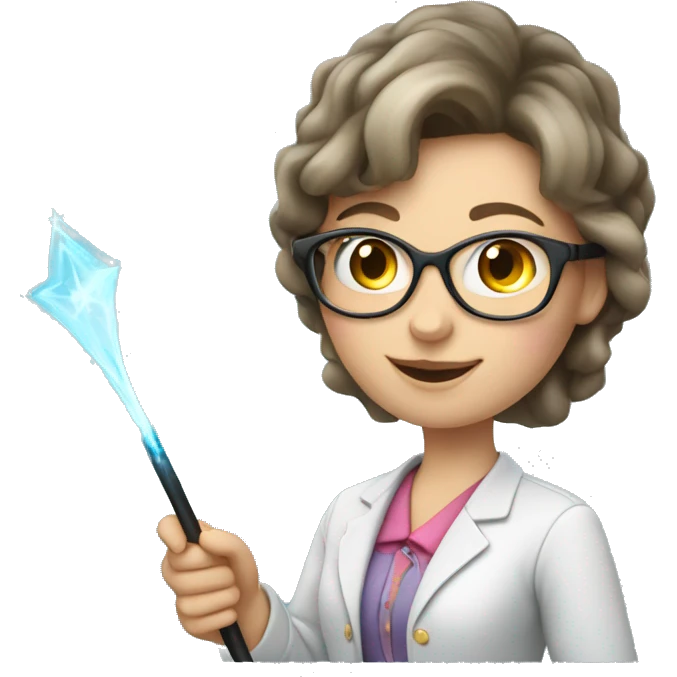 A Ukrainian female teacher holds a magic wand in her hand emoji