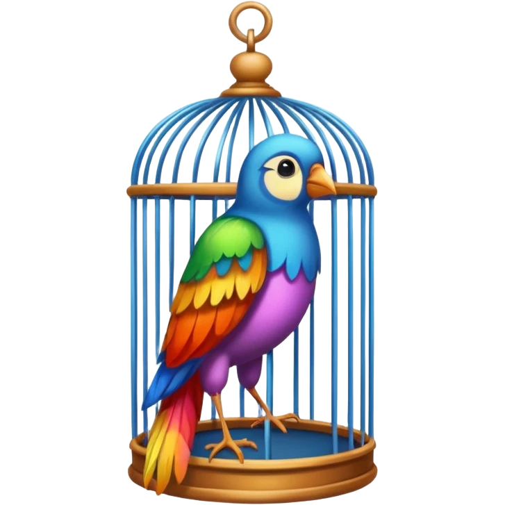 colored bird in cage emoji