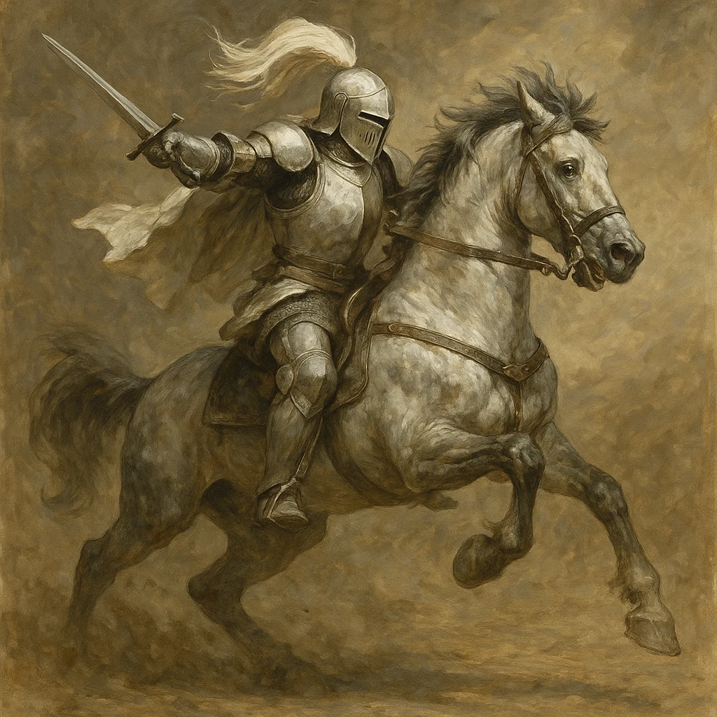 white warrior with a horse, detailed, dynamic pose emoji