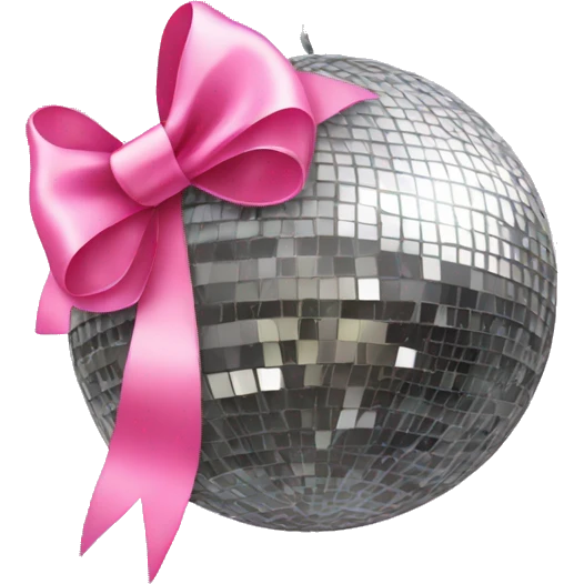 Disco ball with pink bow emoji