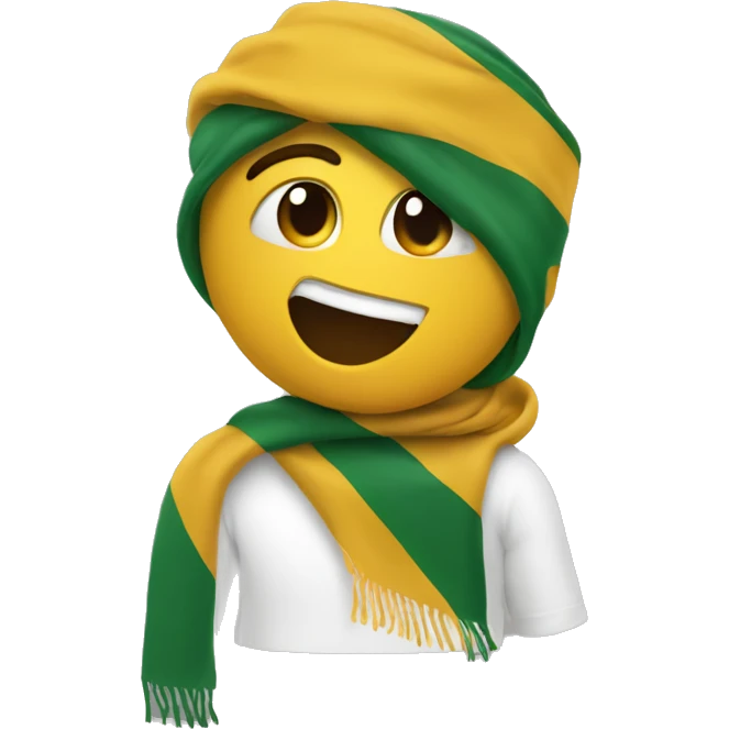 football fan with scarf over head hands up emoji