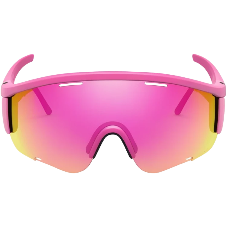 sporty pink shield visor sunglasses with robust thick frame, athletic design, substantial build, one-piece lens, sporty style emoji