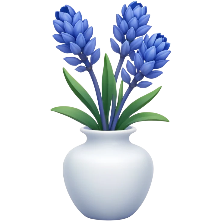 ChatGPT said:

A small white ceramic vase holding a delicate blue hyacinth with soft green leaves — simple, elegant, and calming in a cozy, minimalist style. emoji