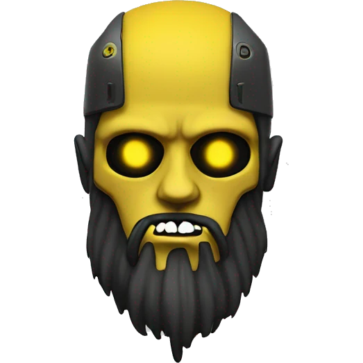 black metal cyborg head with yellow beard emoji