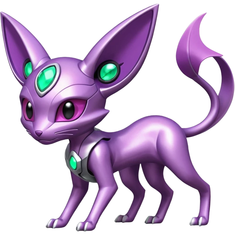 Futuristic Mechanical Shiny Espeon-Genesect-Mewtwo-Fakémon-hybrid-creature (full body)  emoji