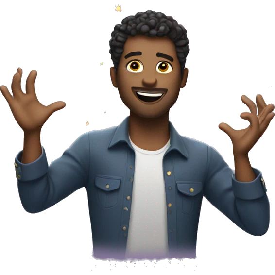 sassy man throwing sparkles into the air emoji