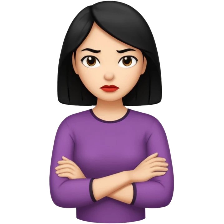 pouty arms crossed emoji woman with black hair emoji