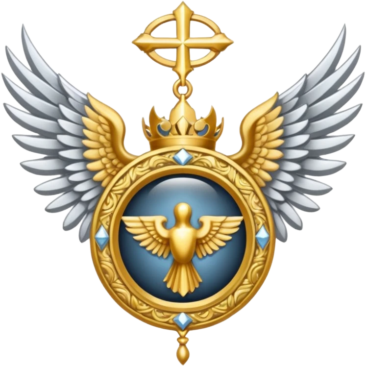 holy saint emblem with silver or white wings  emoji