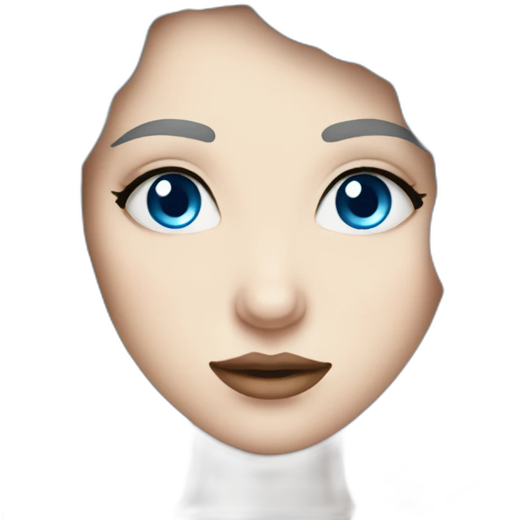 pale woman with big cheeks and small blue eyes and dark hair emoji