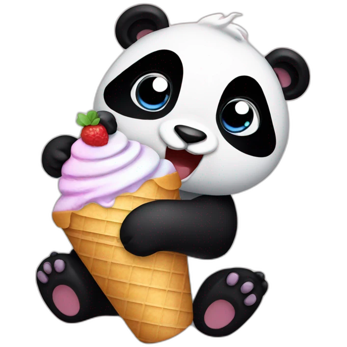 Panda eating ice cream emoji