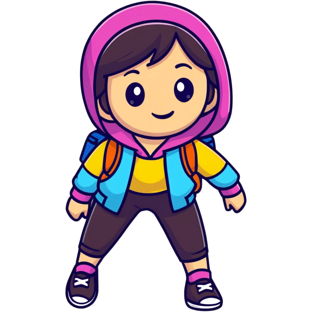 A friendly female character named Elma with colorful outfit emoji