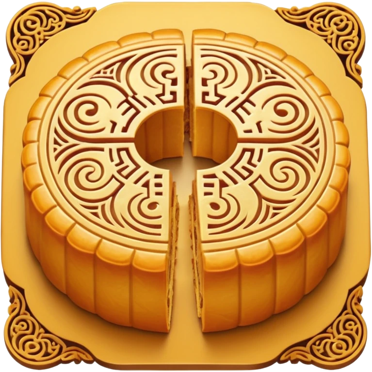 one chinese moon cake cut in half emoji
