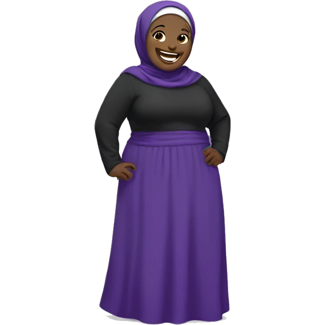 Standing chubby black Hijabi in purple laughing  emoji