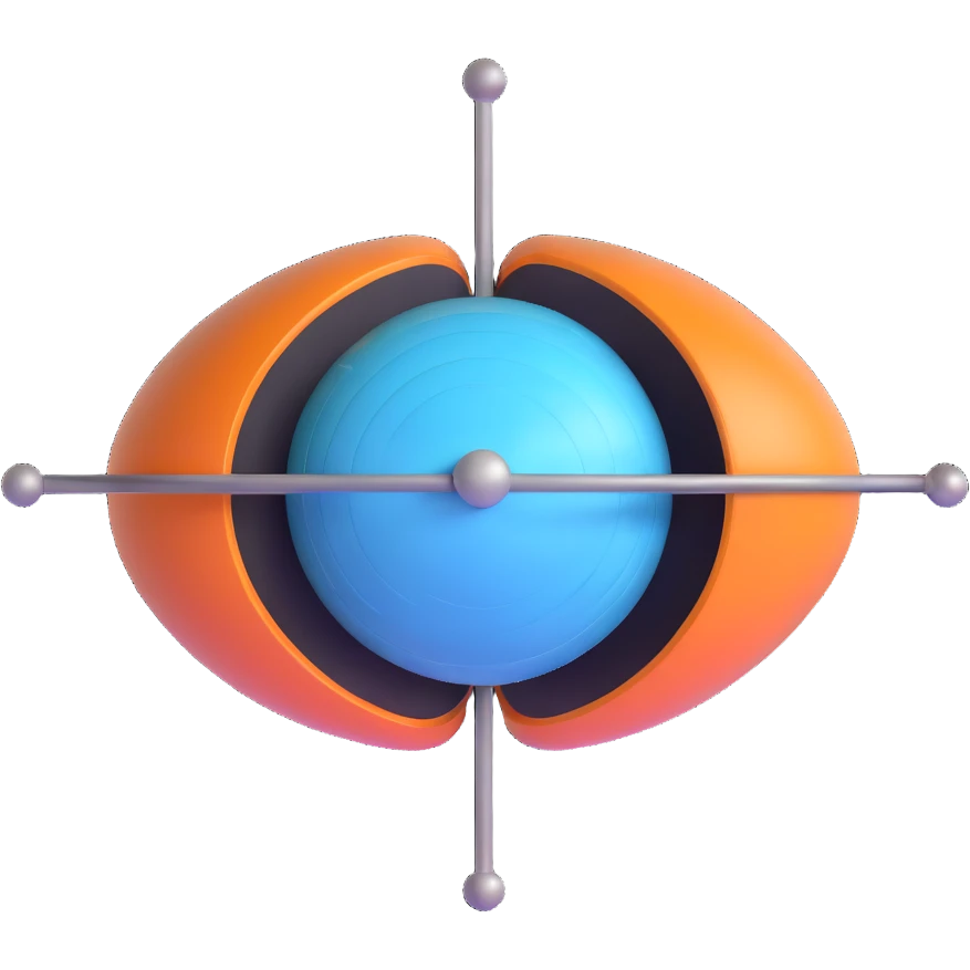 neutron approaching nucleus with cross section highlighted emoji