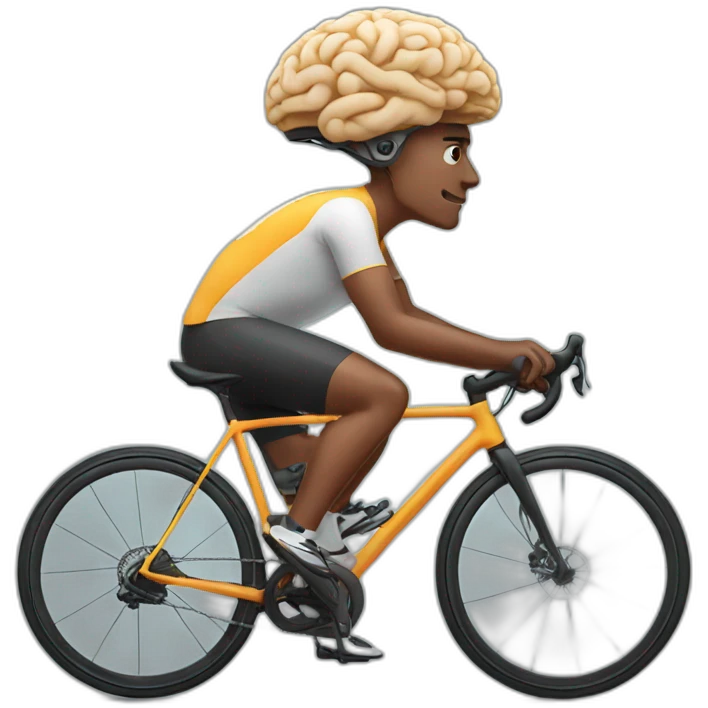 cyclist with a big brain emoji