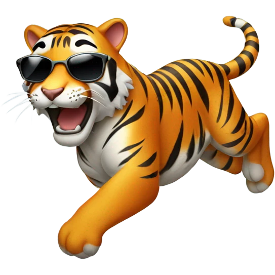 Jumping tiger wearing sunglasses emoji