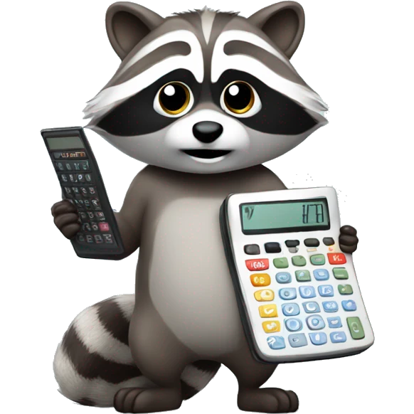 Racoon with a calculator emoji