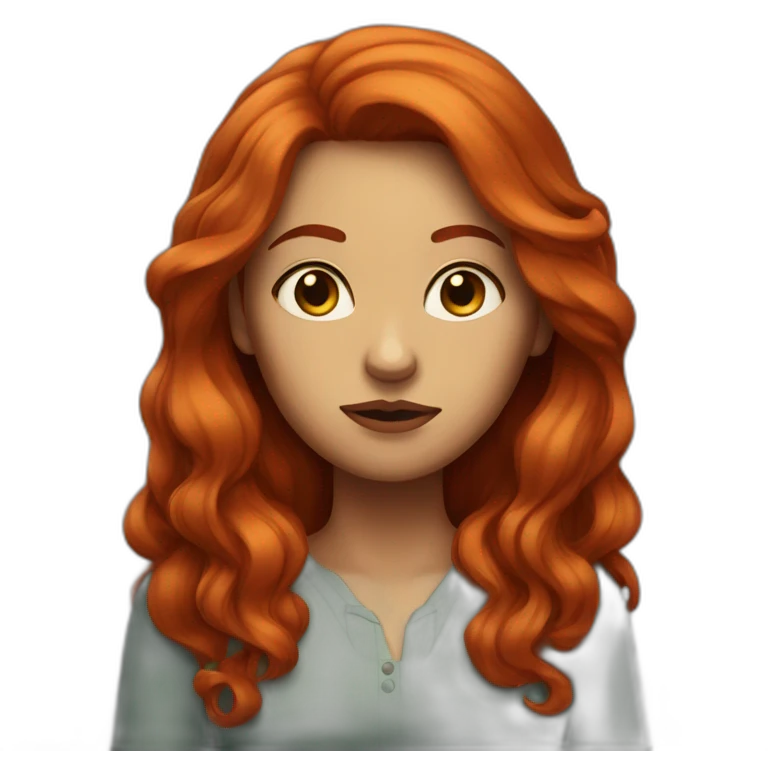 womam with long redhair indignant, small eyes emoji