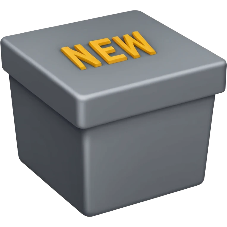 create the word " NEW" In grey color square shape box in capital letter emoji