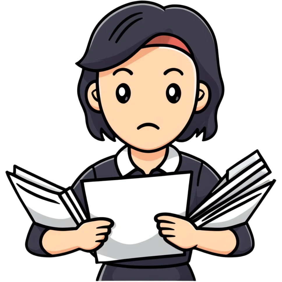 stressed teacher woman with papers emoji