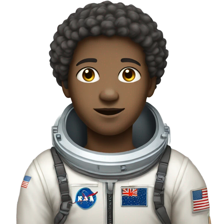 1 full-body Afro light-skinned skinned male teenager in a space suit. emoji