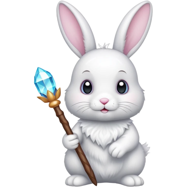 White bunny with wand and with cristals emoji