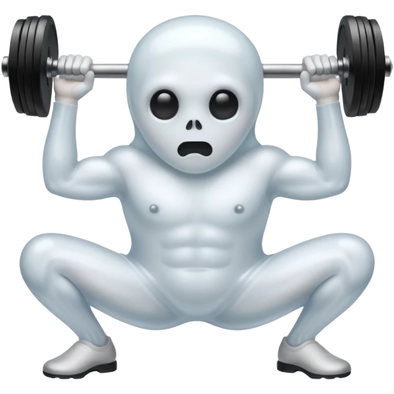 A ghost lifting dumbbells emoji