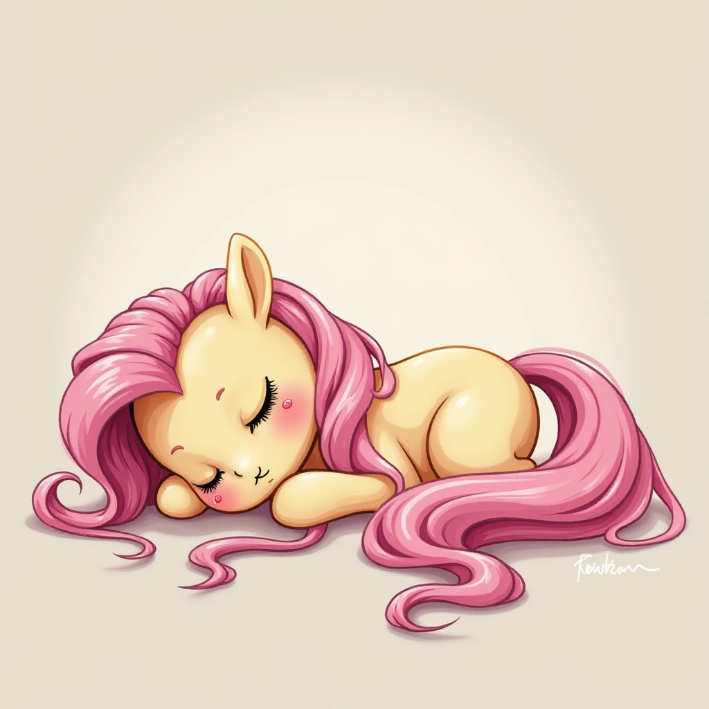 Fluttershy sleeping peacefully, realistic style, no background, transparent emoji