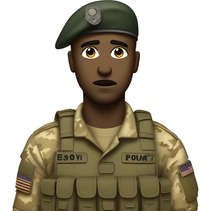 soldier with ptsd staring throug my soulwith bg walls under his eyes emoji