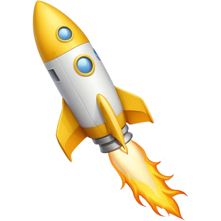 Prompt 18: "Ecom Accelerator…"
Graphic: 🚀 Rocket icon (white with yellow flame).
Animation: Rocket launches upward with trail.
Background: Transparent. emoji