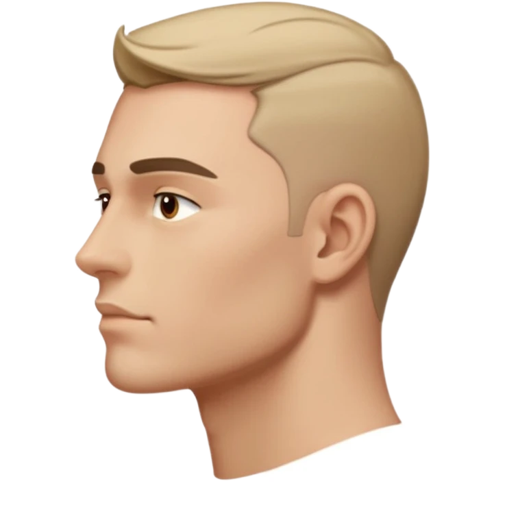 person's jawline from a side angle, pronounced masculine jawline, neutral expression emoji