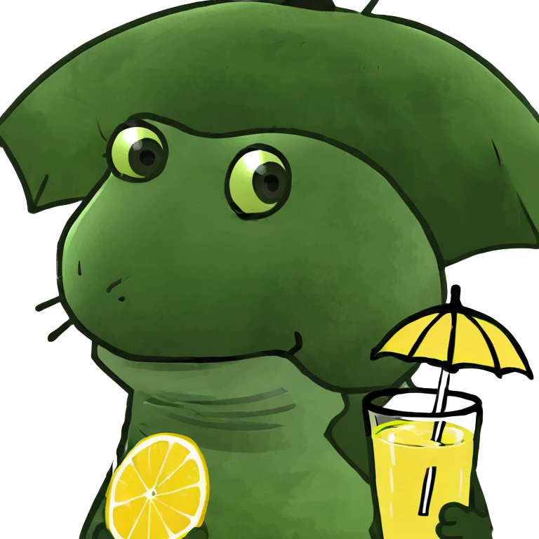 Bunny, bathing on the beach with an umbrella and lemonade emoji